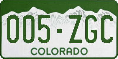 CO license plate 005ZGC