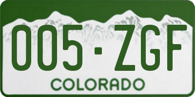 CO license plate 005ZGF