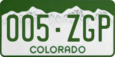 CO license plate 005ZGP
