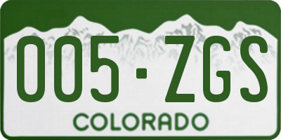 CO license plate 005ZGS
