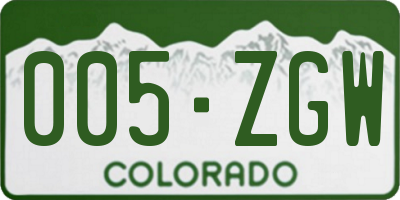 CO license plate 005ZGW