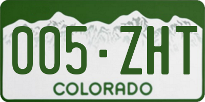 CO license plate 005ZHT