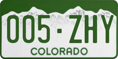 CO license plate 005ZHY