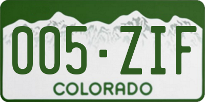 CO license plate 005ZIF