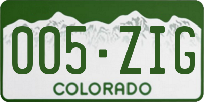 CO license plate 005ZIG