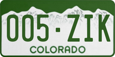 CO license plate 005ZIK