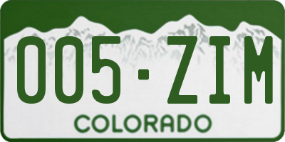 CO license plate 005ZIM