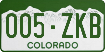 CO license plate 005ZKB