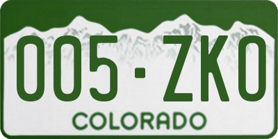 CO license plate 005ZKO