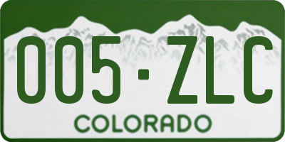 CO license plate 005ZLC