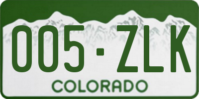 CO license plate 005ZLK