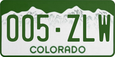 CO license plate 005ZLW