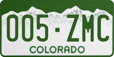 CO license plate 005ZMC