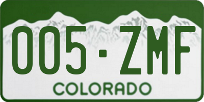 CO license plate 005ZMF