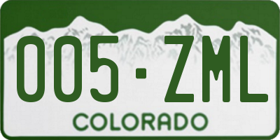 CO license plate 005ZML
