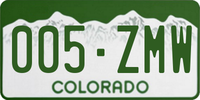 CO license plate 005ZMW