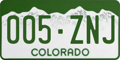 CO license plate 005ZNJ