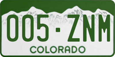 CO license plate 005ZNM