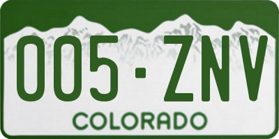 CO license plate 005ZNV