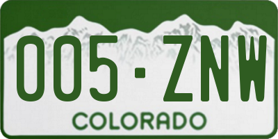 CO license plate 005ZNW