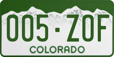 CO license plate 005ZOF