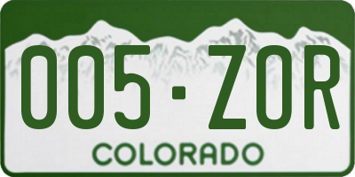 CO license plate 005ZOR