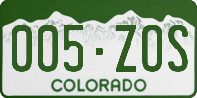 CO license plate 005ZOS