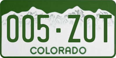 CO license plate 005ZOT