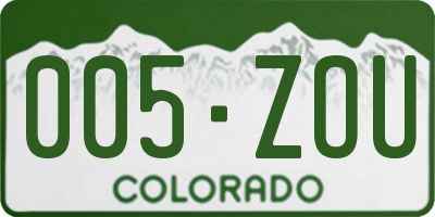 CO license plate 005ZOU