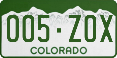 CO license plate 005ZOX