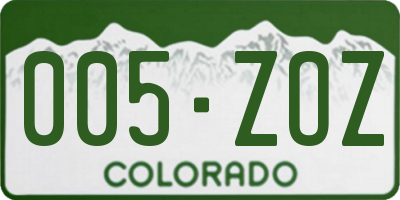 CO license plate 005ZOZ