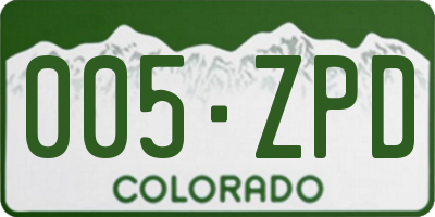CO license plate 005ZPD