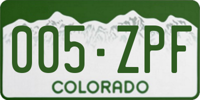 CO license plate 005ZPF