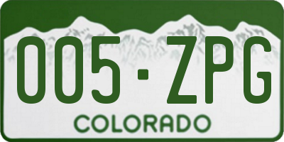 CO license plate 005ZPG