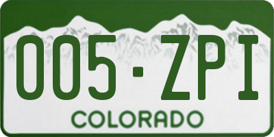 CO license plate 005ZPI