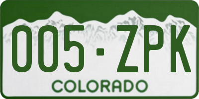 CO license plate 005ZPK