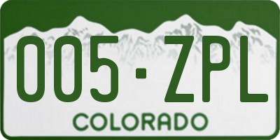 CO license plate 005ZPL