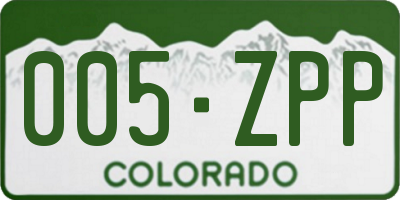 CO license plate 005ZPP