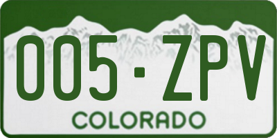 CO license plate 005ZPV