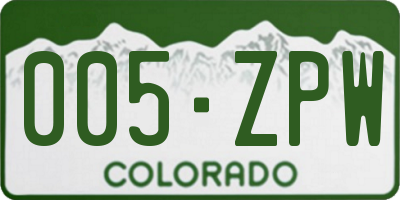 CO license plate 005ZPW