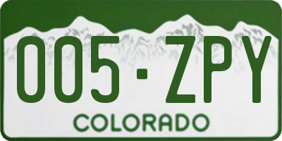 CO license plate 005ZPY