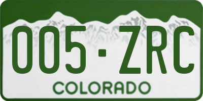 CO license plate 005ZRC