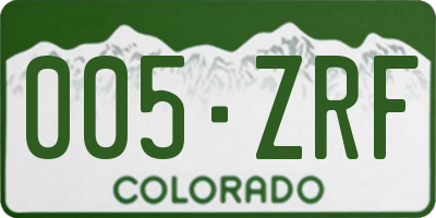 CO license plate 005ZRF