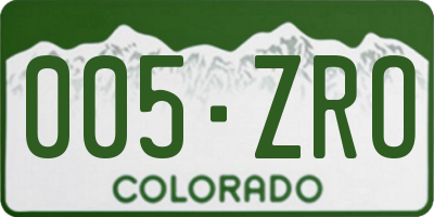CO license plate 005ZRO
