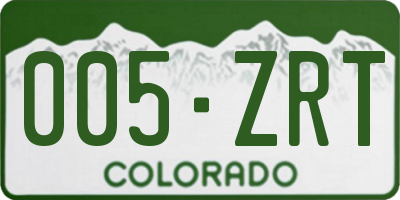 CO license plate 005ZRT