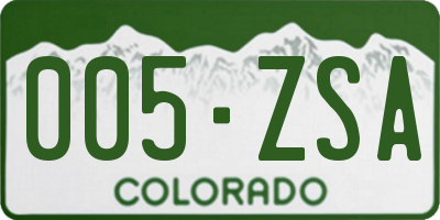 CO license plate 005ZSA