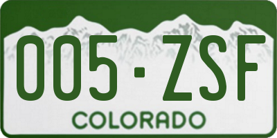 CO license plate 005ZSF