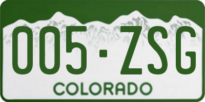 CO license plate 005ZSG