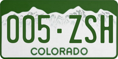 CO license plate 005ZSH