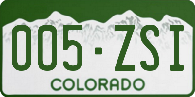 CO license plate 005ZSI
